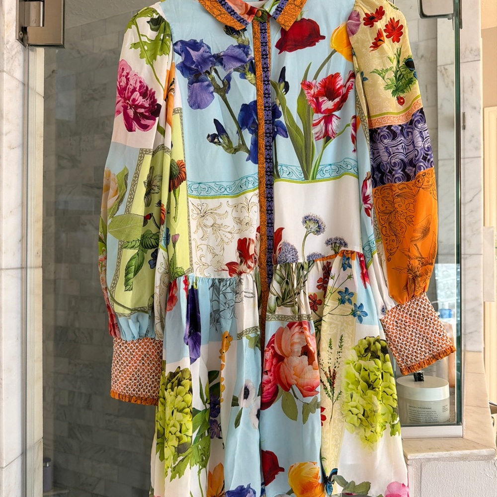 Alice + Olivia Multicolor Floral Patchwork Mini Dress